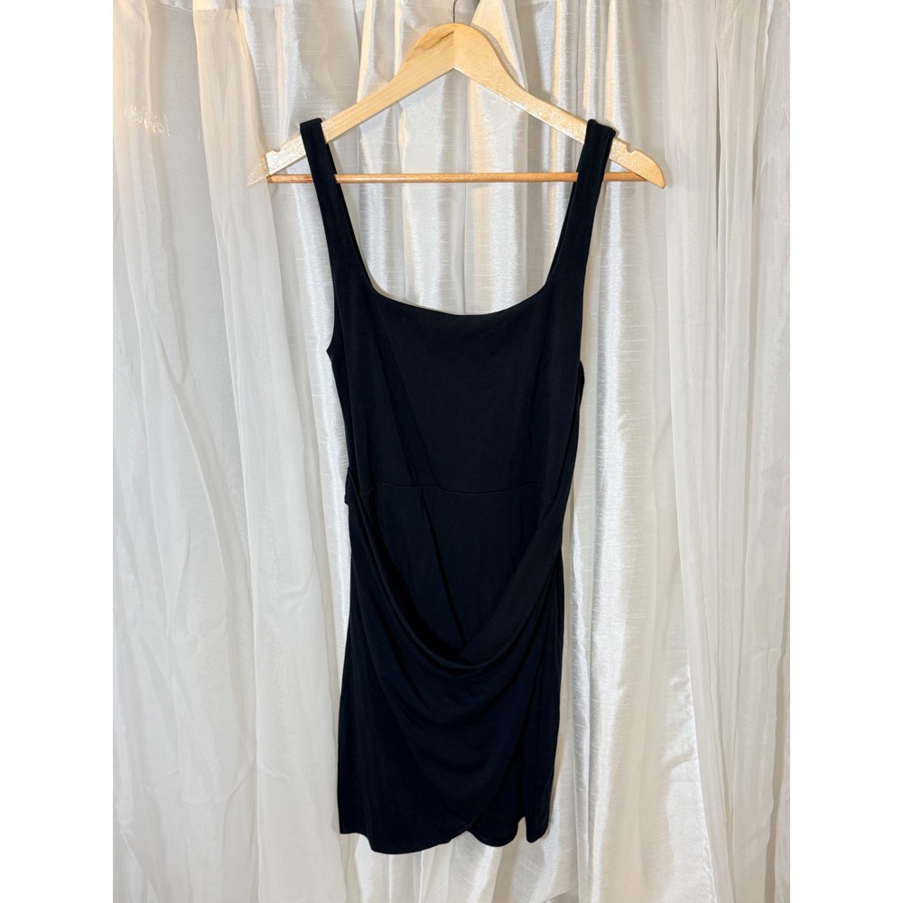 Wilfred Mini Dress Womens Medium Black Draped Wrap wedding guest, little black